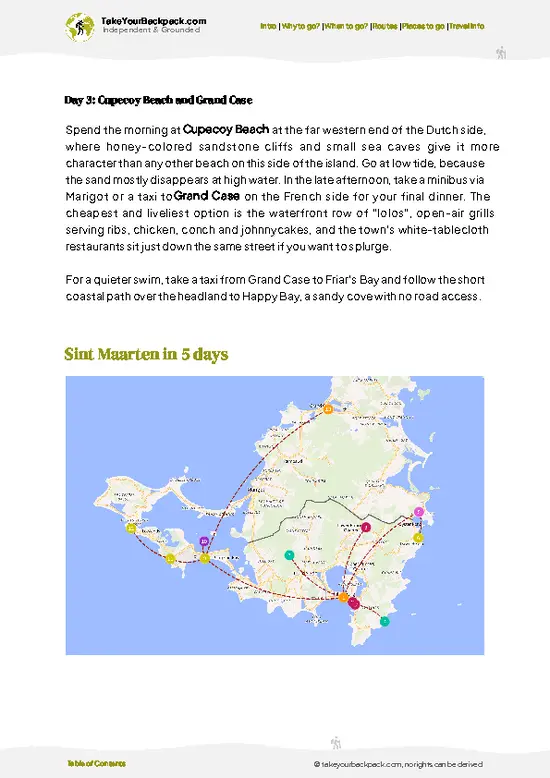 example page 4 from our offline Travel Guide for Sint Maarten